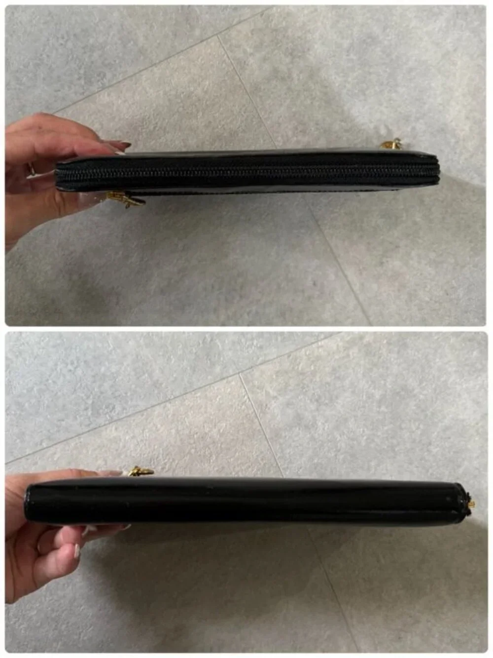 Chanel Round Zipper Long Wallet Coco Patent Leather Decacoco Black